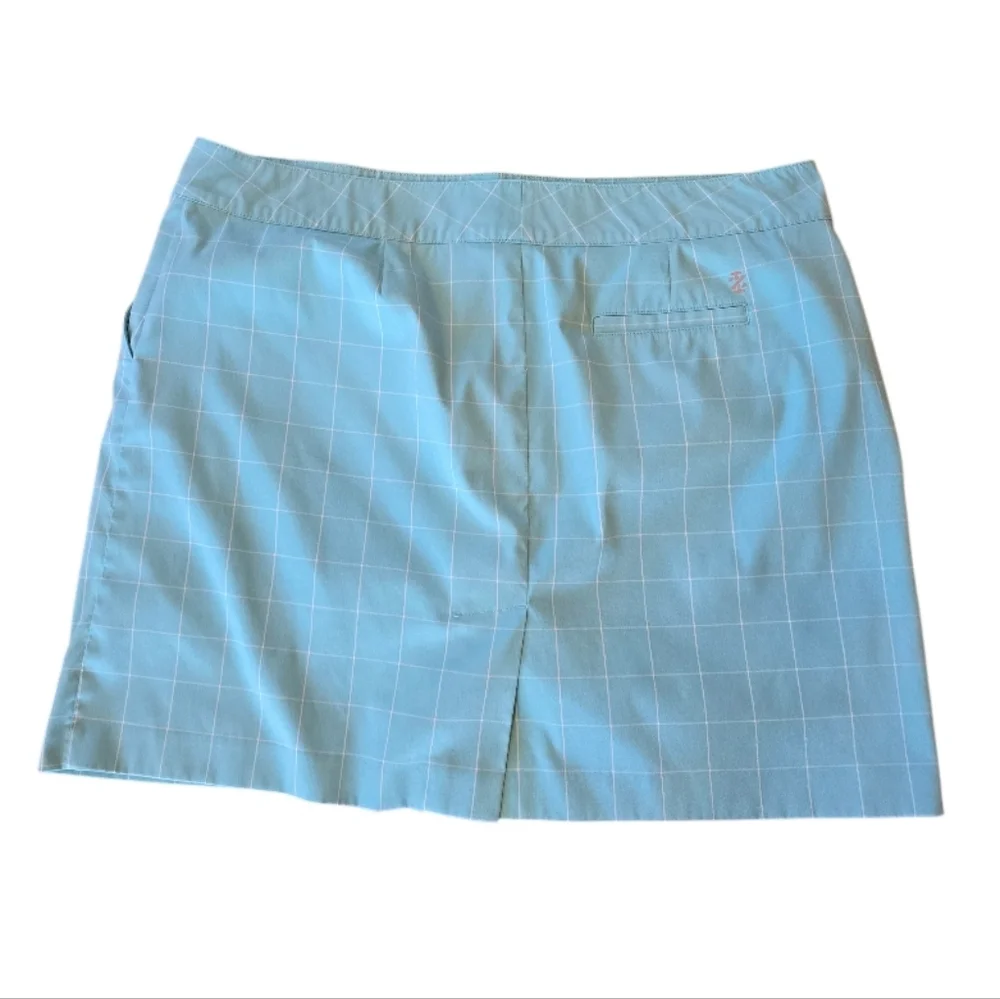Izod Golf Light Blue Windowpane Skirt Shorts 16